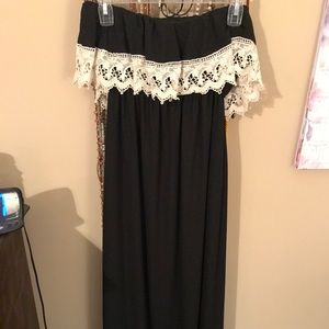 Strapless black maxi dress